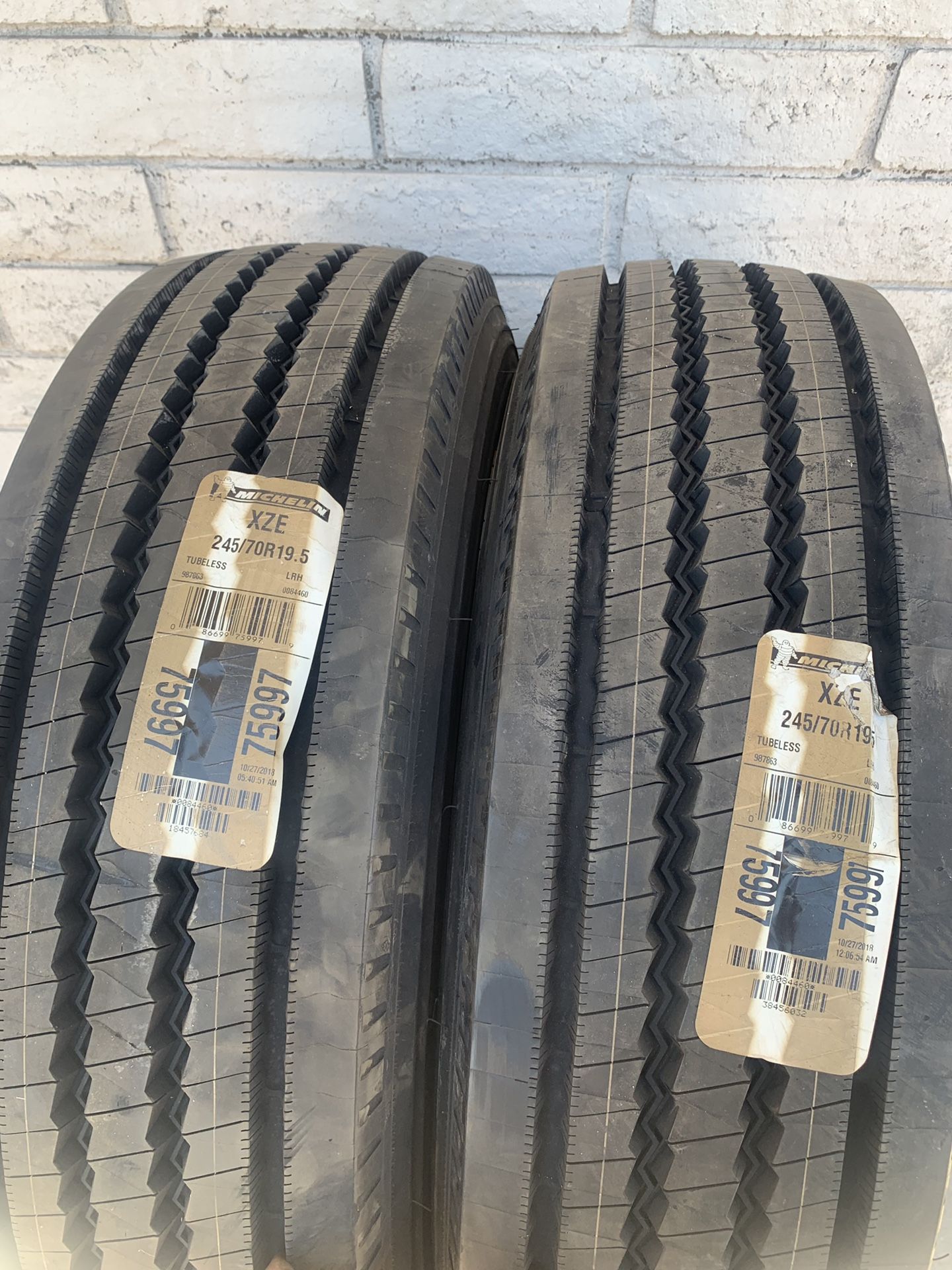 (2) new 245/70r19.5 Michelin tires 245/70/19.5 tow truck RV for Sale in