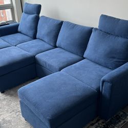 Modular 4-Person Sofa with 3 Ottomans