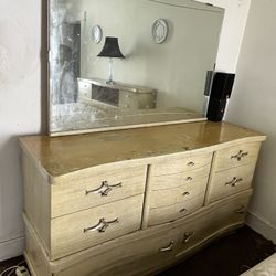 Wooden Dresser With Mirror - Part Of Set