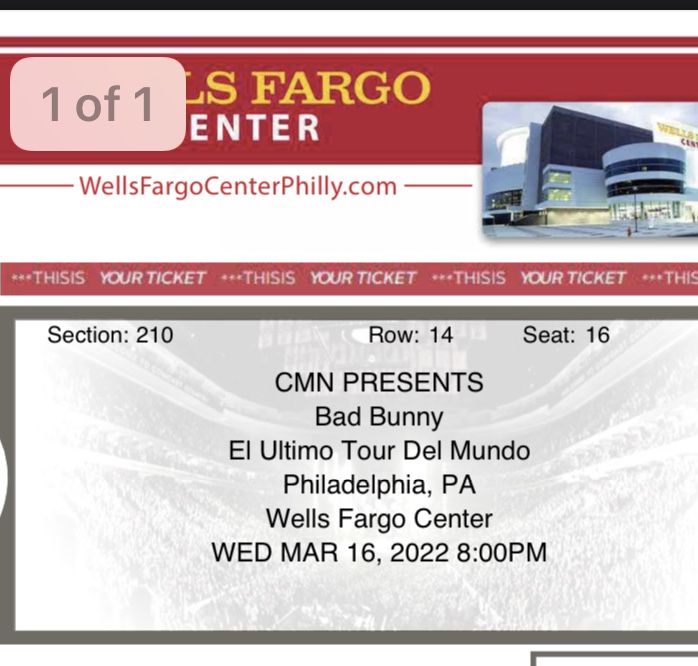 Two Bad Bunny tickets