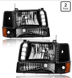 LED DRL Headlights for 1(contact info removed) Ford F150 F250 F350 Bronco Amber Corner