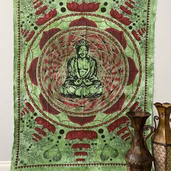 Green Buddha Twin Side tapestry 