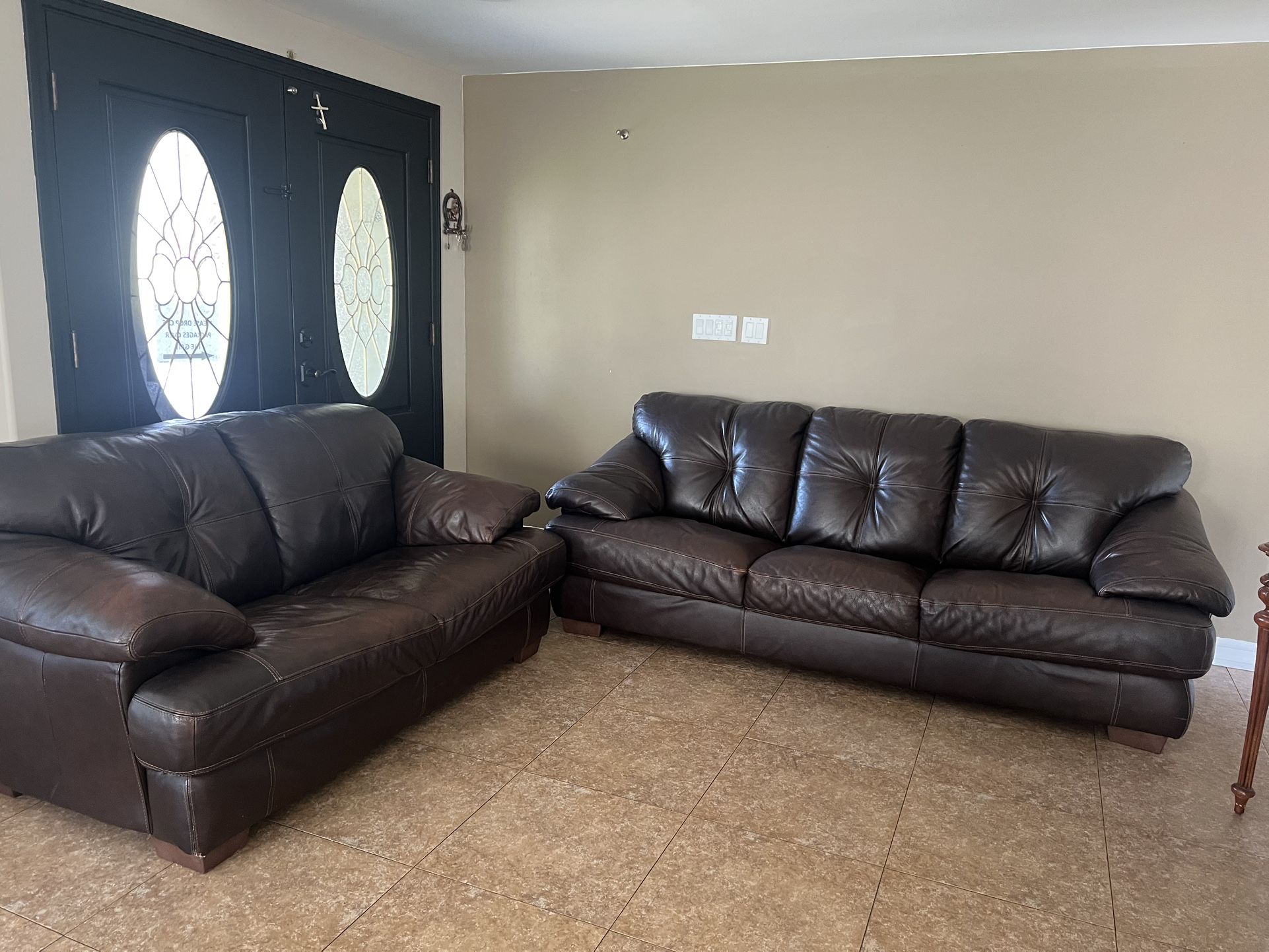 FREE USED Brown Leather Couches