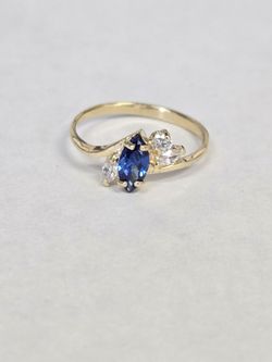 14kt Gold Blue & White CZ Stone Ring