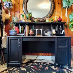 Large Black Desk with Hutch