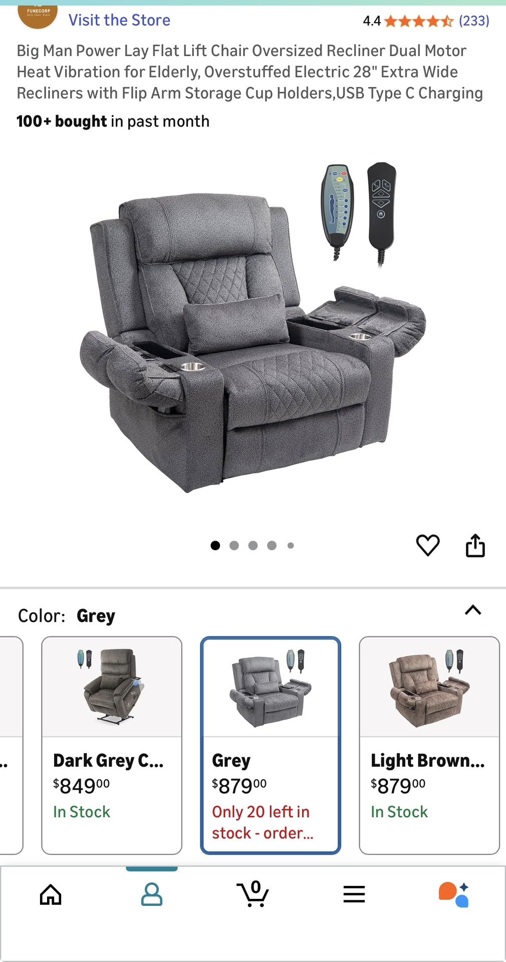Big Man Power Lay Flat Lift Chair Oversized Recliner Dual Motor Heat Vibration for Elderly, Overstuffed Electric 28" Extra Wide Recliners with Flip Ar