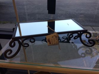 Metal stand with mirror tray