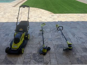 Ryobi Lawn Care set including: Battery/charger | Trimmer | Edger | Lawnmower