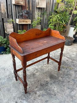 Vintage Antique Solid Pine Farmhouse Entryway Table
