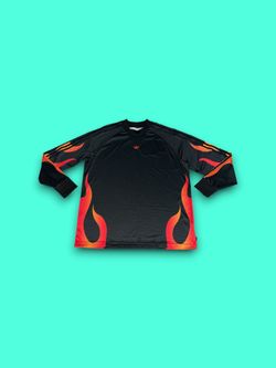 Adidas Originals 3 stripe trefoil flames long sleeve shirt black men’s large