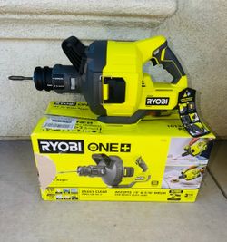 RYOBI ONE+ 18V Drain Auger + 35 ft Cable, LED Light, Auto Feed/Retract, Cable Lock, Enclosed Drum