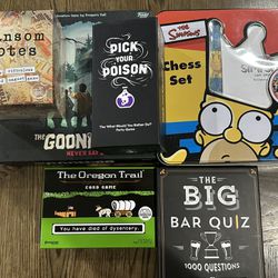 Six Unused Board Games-Ransom Notes, Goon, Simpsons Chess, MORE