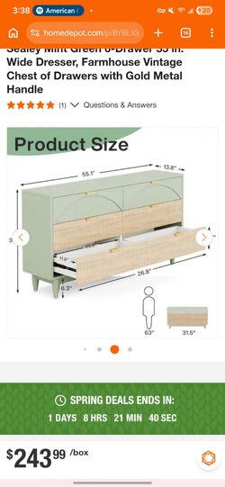 Green modern mid century dresser