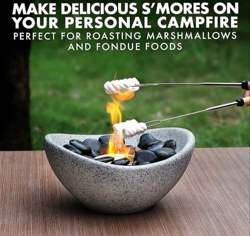 Table top fire pit bowl and its made out of concrete