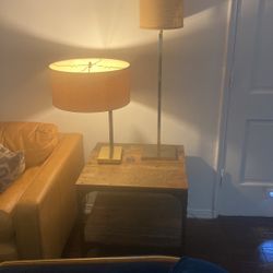 Wood And Metal End Table