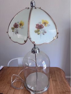 Large glass lamp with vintage glass shade