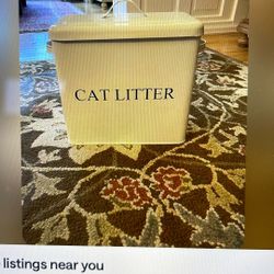Storage bins for fresh cat litter, and used litter items are used but clean