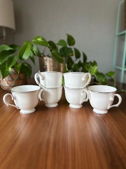Set of Six Lenox Federal Platinum Footed Teacups | Gorgeous and Luxurious