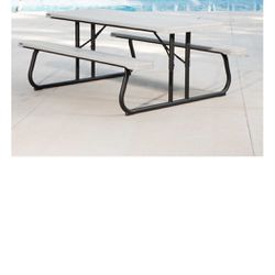 Lifetime 6 ft Classic Folding Picnic Table, Gray, Has umbrella hole, NEW! (260265) (4x Available!)