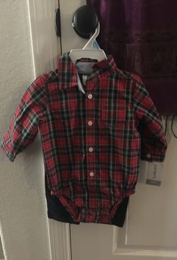 6 month long sleeve onesie and corduroy pants never worn