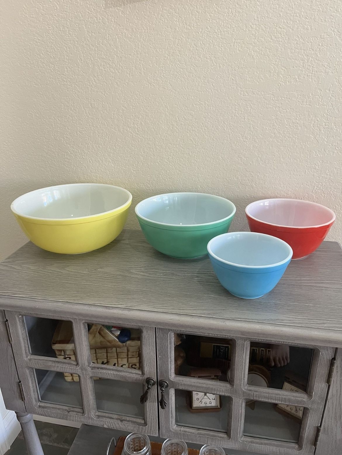 Vintage Pyrex Primary Color Bowl Set Mixing Bowls Nesting Bowls Mid Century Modern
