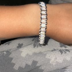 Real Moissanite Tennis Bracelet Cuban Men Chain 925 Silver 18K White Gold Plated