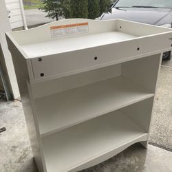 White Baby Changing Table with Storage Shelves