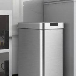 Brand New Motion Sensor Trash Can, 13.2 Gal Slim Kitchen Trash Can with Wing Lids, Infrared Automatic Touchless Waste Bin Stainless Steel Trash Bin fo