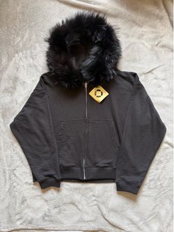 Black Fur Trim Hoodie