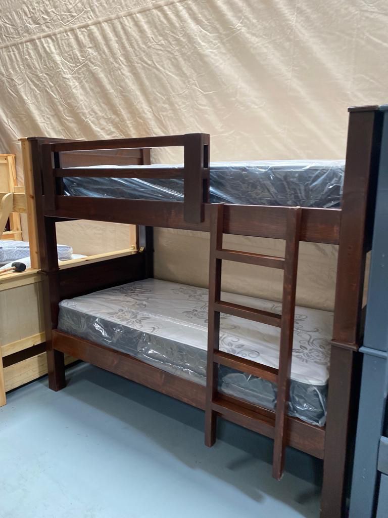 Bunk Bed Pinewood Mattress Deluxe Brand Include Twin Over Twin 