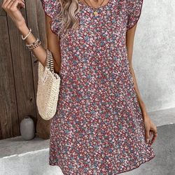 Floral Shift Dress in Burgundy