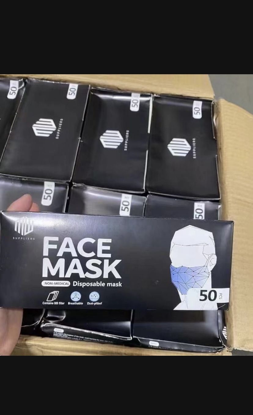 Black gray 3ply face mask 50pcs per box 