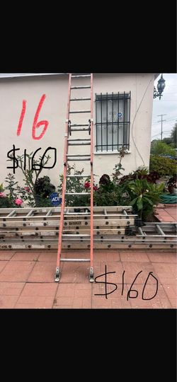 Excellent condition, 16 feet and more sizes available fiberglass extension ladders
