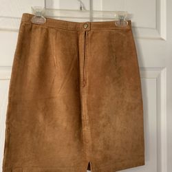 Vintage Contempo Casuals Genuine Suede Skirt Brown Camel 9