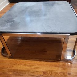 Chrome and Cement Mid-Century Modern Coffee Table