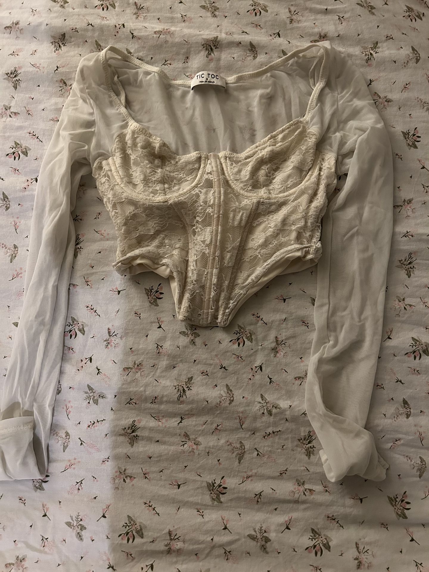 White Cream Tic Toc Corset Long sleeve
