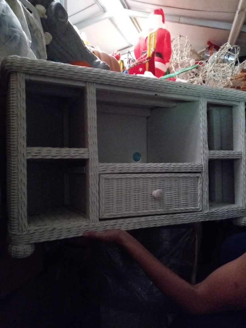 Wicker TV Stand Or Corner Shelf Unit