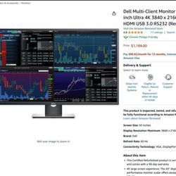 Video Editing Computer Monitor Dell P4317Q     4k  43 inches  Accurate Color Science 