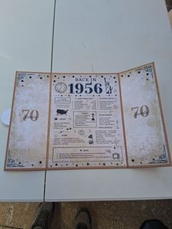 1956 “Back in the Day” 70th Birthday Poster – New – One Item