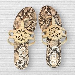 Circus by Sam Edelman Cream & Brown Snakeskin Inspired Sandals