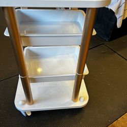 White Rolling Cart With Shelves