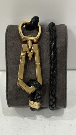 Marc Jacobs Black Braided Double Wrap Bracelet – Gold-Tone M Clasp