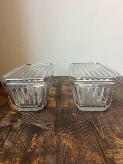 Vintage Glass Refrigerator Dishes - Set of 2