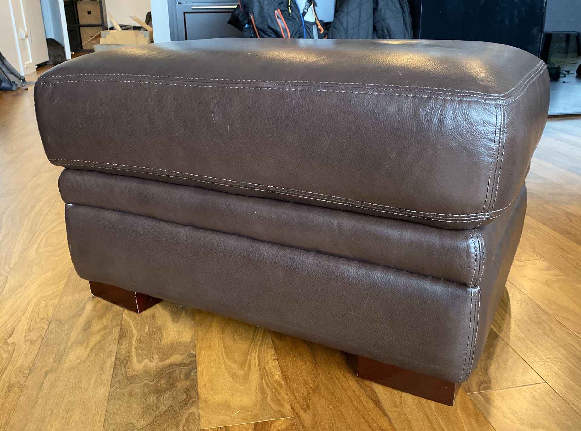 Brown Leather Ottoman