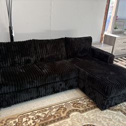 Small Grey Or Black Corduroy Sectional NEW