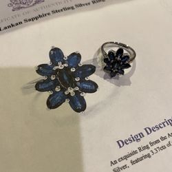 Sapphire Sterling Silver Ring Size 6