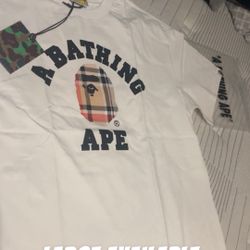 Large Bape Tee And Burberry Collab