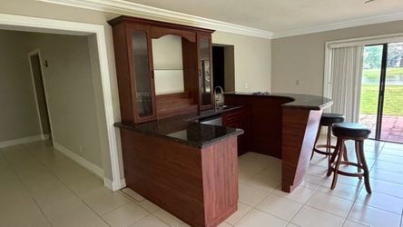 Home Bar w/ Granite Top, Sink & Hutch – $250 OBO**