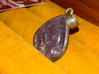 Amethyst Crystal Stone Silver Pendant