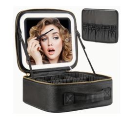 Travel LED Light Cosmetic Mirror Case Bag BNEW